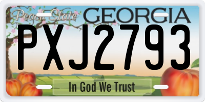 GA license plate PXJ2793