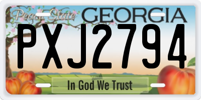 GA license plate PXJ2794