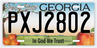 GA license plate PXJ2802
