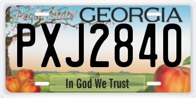 GA license plate PXJ2840