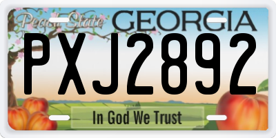 GA license plate PXJ2892