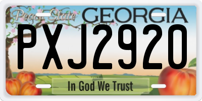 GA license plate PXJ2920