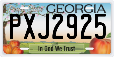 GA license plate PXJ2925