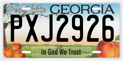 GA license plate PXJ2926