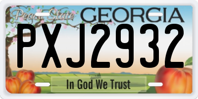 GA license plate PXJ2932
