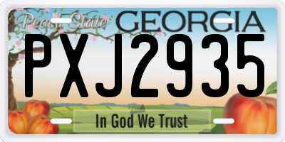 GA license plate PXJ2935