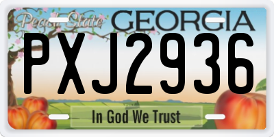 GA license plate PXJ2936