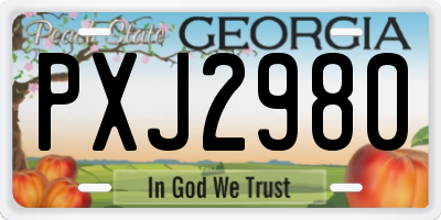 GA license plate PXJ2980