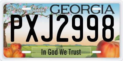 GA license plate PXJ2998
