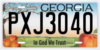 GA license plate PXJ3040