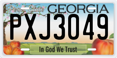 GA license plate PXJ3049