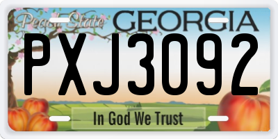 GA license plate PXJ3092