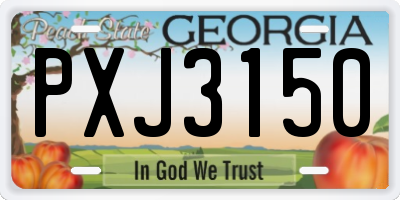 GA license plate PXJ3150
