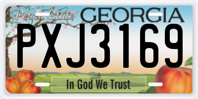 GA license plate PXJ3169