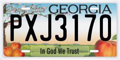 GA license plate PXJ3170