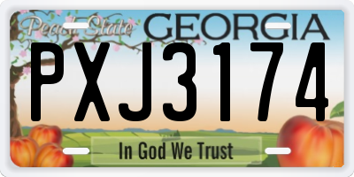 GA license plate PXJ3174