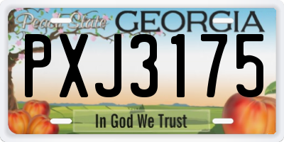 GA license plate PXJ3175