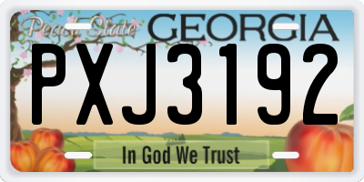 GA license plate PXJ3192