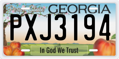 GA license plate PXJ3194