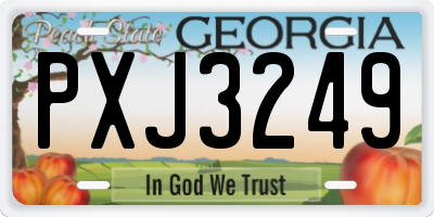 GA license plate PXJ3249