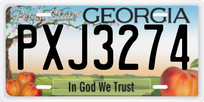 GA license plate PXJ3274