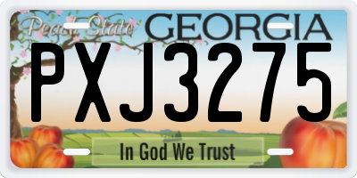 GA license plate PXJ3275
