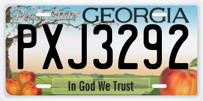 GA license plate PXJ3292
