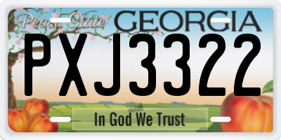 GA license plate PXJ3322