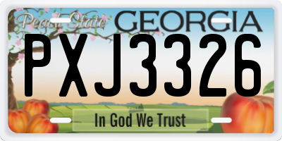 GA license plate PXJ3326