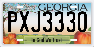 GA license plate PXJ3330