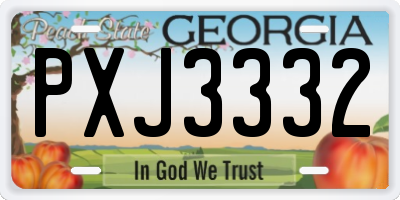 GA license plate PXJ3332