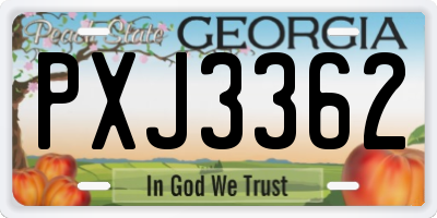 GA license plate PXJ3362