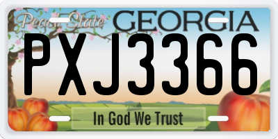 GA license plate PXJ3366