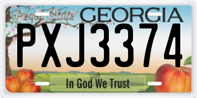 GA license plate PXJ3374