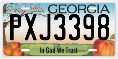 GA license plate PXJ3398