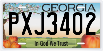 GA license plate PXJ3402