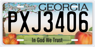GA license plate PXJ3406