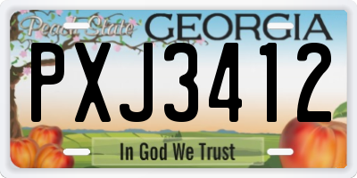 GA license plate PXJ3412