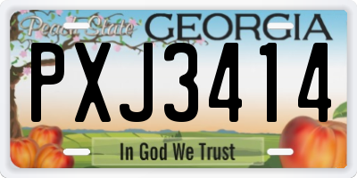 GA license plate PXJ3414