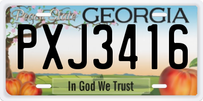 GA license plate PXJ3416