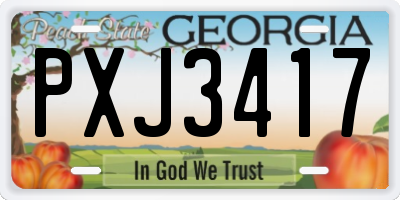 GA license plate PXJ3417