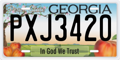 GA license plate PXJ3420