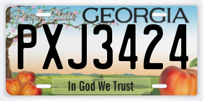 GA license plate PXJ3424