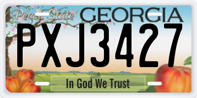 GA license plate PXJ3427