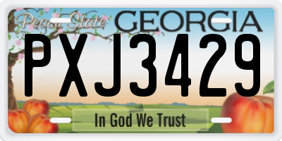 GA license plate PXJ3429