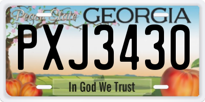 GA license plate PXJ3430