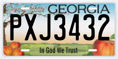 GA license plate PXJ3432