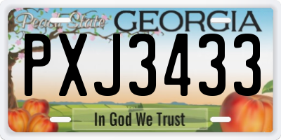 GA license plate PXJ3433