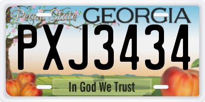 GA license plate PXJ3434