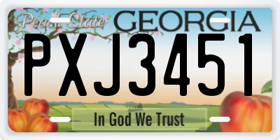 GA license plate PXJ3451